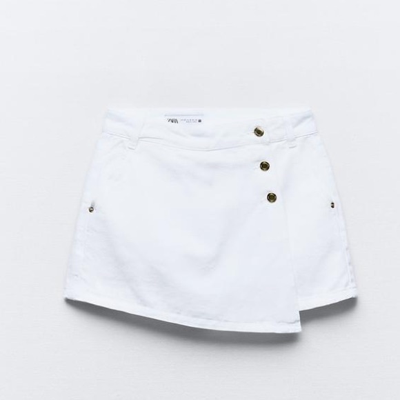 Zara White Button-Front Skort - Medium - Picture 1 of 5